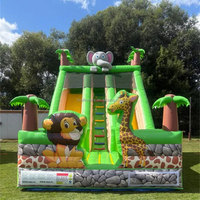 Toboggan gonflable pour enfants Jungle Animals, aire de jeux gonflable extérieure pour enfants