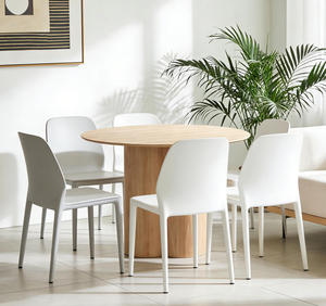 Mesa de Comedor Redonda Moderna de Madera para Uso en Hoteles y Restaurantes, Muebles de Comedor - Product Image 3