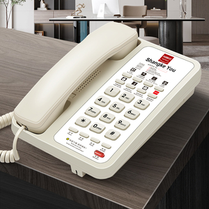Fabricante Precio bajo Hotel Habitación Teléfono Botón grande Teléfono <span class=keywords><strong>fijo</strong></span> analógico Hotel Teléfono con LOGO FICAN605 - Product Image 4