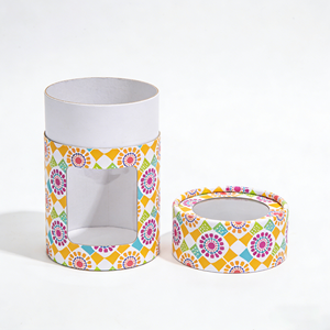 Tube en carton kraft de luxe imprimé pour emballage de foulards, boîte cylindrique pour thé, café, bougies, avec fenêtre - Product Image 3