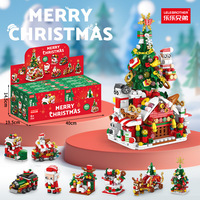 Nouvel Ensemble de Blocs de Construction de Noël DIY, Jouets Éducatifs en ABS pour Garçons à Assembler (Petit Sapin de Noël et Père Noël)