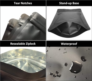 Túi Nhôm Đa Năng Đứng Lên Túi Dây Kéo Màu Đen Mờ Nhiều Kích Cỡ Tùy Chỉnh Zipper Top Thực Phẩm Cà Phê Túi Lưu Trữ - Product Image 3