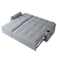 Canapé-lit multifonctionnel en tissu, pliable, avec rangement et housse amovible, idéal pour les petits espaces et la location.