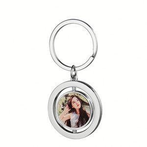 Llavero Metálico Circular con Forma de Corazón de Doble Cara, Regalo para el Día de San Valentín, Impresión por Transferencia en Blanco - Product Image 4