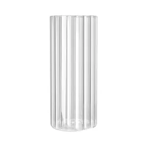 Vaso de flores decorativo de vidro transparente para decoração de mesa de restaurante, peça central de vidro para casa e casamento, estilo Ins