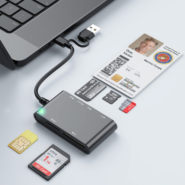 Multifunctional All in One 6 in 2 Card Reader IC ID Smart Card TF SIM M2 MS Credit Card Reader and Writer Machine