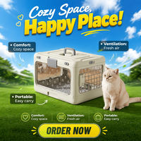 Boîte de transport pliable pour animaux de compagnie en plastique écologique avec fermeture à bouton pour utilisation en voiture, transporteur portable pour chiens et chats