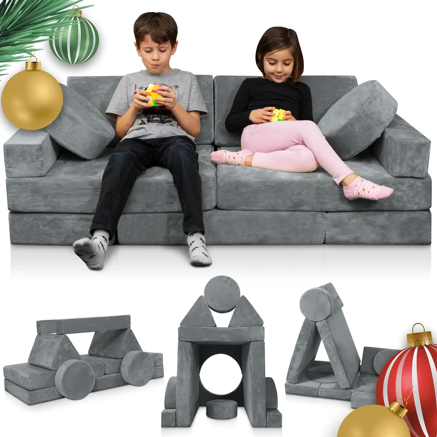 Fortplay furnitur kamar tidur dan ruang bermain, Sofa anak-anak dengan bagian 14 buah Modular untuk bermain