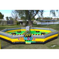 Jeu d'obstacles gonflable de défi pour adultes, thème 'Mechanical Meltdown Wipeout', en PVC, avec horloge rotative, pour fêtes, carnavals et événements sportifs