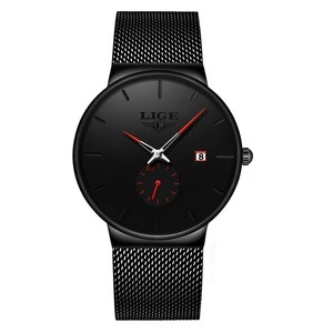 Montre pour homme de style business, bracelet en acier inoxydable, résistance à l'eau 3BAR, épaisseur du boîtier 10 mm, aiguille rouge, montre à quartz - Product Image 3
