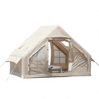 Tenda Tiup Empat Musim Lapis Ganda Tahan Air 6.4 m Datar untuk Berkemah Perjalanan Luar Ruangan Kain Oxford Tebal Otomatis