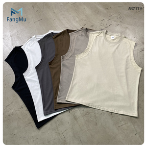 Odm 190 Gsm Быстросохнущий хлопковый баскетбольный жилет на плечо индивидуальный дизайн без рукавов с круглым вырезом DTG удобная мужская футболка - Product Image 2