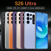 Smartphone S26 Ultra 7,3 pouces Écran LED HD 90Hz Android 15 16 Go 1 To 108 MP 8800 mAh Deca Core 5G Double SIM Carte TF Face ID Gaming