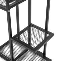 Support de plantes d'intérieur et d'extérieur, étagère, pot en métal noir, supports pour plantes d'intérieur, supports de plantes à plusieurs niveaux d'angle