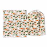 Ensemble 2 pièces bonnet et cache-cou tricoté pour enfants, motif animal de dessin animé, pour le ski et les activités de plein air, avec logo personnalisé, en jersey bouclé 100% coton, chaud