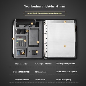 Nouveau Porte-documents en <span class=keywords><strong>Cuir</strong></span> PU A4 avec Fermeture Éclair, Organiseur de Fichiers de <span class=keywords><strong>Bureau</strong></span> avec Chargeur de Batterie Externe - Product Image 2