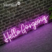 Letrero LED de Neón 'Hello Gorgeous', Lámpara de Neón Acrílica Rosa para Salón de Belleza, Vestidor, Decoración de Pared |   Regalo Personalizado con Envío Directo