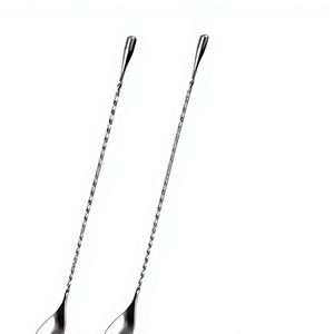 Stainless Steel Bar <b>Spoon</b> With Red Tip Minimalist Design Reusable Stirring Tool For Cocktail Making handle steel bar Slim steel - Product Image 5