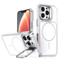 Coque de téléphone magnétique transparente anti-jaunissement avec béquille pour appareil photo, protection intégrale antichoc 360° pour iPhone 13 Pro