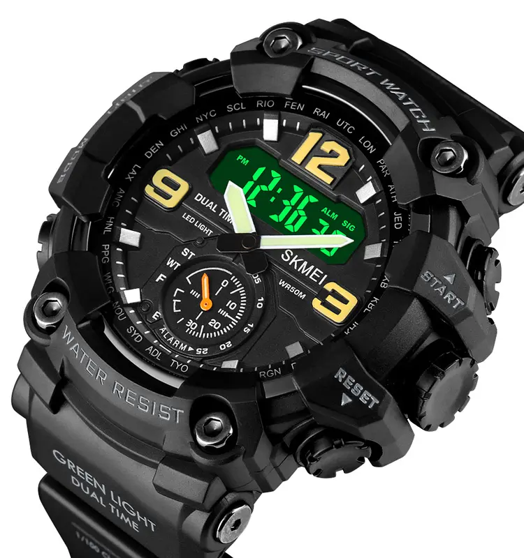 Custom logo OEM mens analog digital watch SKMEI 1637 mens sports wristwatch