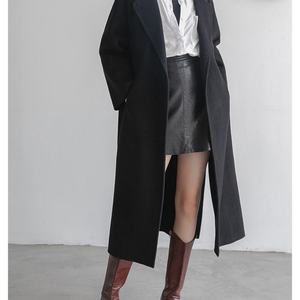 Manteau en cachemire double face pour femme, mi-long, haut de gamme, en laine, longueur genou, coupe ample, couleur unie, élégant, veste en laine tendance - Product Image 6