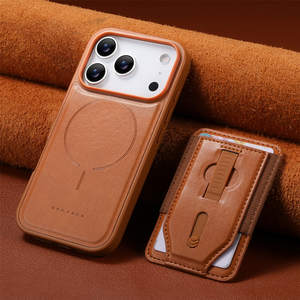 Étui portefeuille en cuir de luxe avec pochette magnétique détachable pour cartes et dragonne invisible pour iPhone 17 Pro Max - Product Image 3