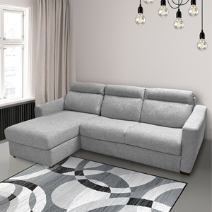 Salon RYAN avec péninsule et maille électrosoudée en tissu gris clair - Product Image 1