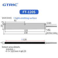 GTRIC Kabel Sensor Serat Optik Digital, Sensor Optik Penguat Serat Spanduk Lebar 120Mm