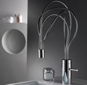 <span class=keywords><strong>Grifos</strong></span> de lavabo con forma de pájaro alto, montado en cubierta de bronce negro, cascada, para Baño - Product Image 3