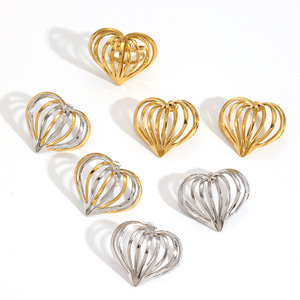 Heart-Shaped Stainless Steel <b>Stud</b> Earrings Gold <b>Silver</b> For Women Gift Fashion Jewelry - Product Image 5