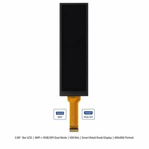Écran LCD de 3,99 pouces, 400x960 IPS, 500 nits, MIPI RGB SPI, double mode, 40 broches, rétroéclairage LED intégré pour affichage de kiosque de vente au détail intelligent - Product Image 1