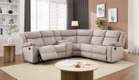 Juego de Sofás Reclinables Manuales 3+2+1, Sofá Seccional con Mesa Abatible para Sala de Estar, Muebles OEM Personalizables al por Mayor