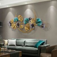 Décoration murale en métal pour salon, 110x60cm, motif de feuilles dorées, style luxueux, livraison directe, décoration pour la maison, DDP