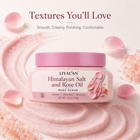 Gommage corporel personnalisé à l'huile de rose et au sel de l'Himalaya 200g, exfoliant minéral pour une peau éclatante