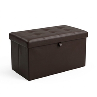 Banc de rangement pliant en cuir personnalisé, ottoman capitonné pour entrée, avec rangement intégré