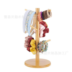 Soporte para guardar joyas con forma de rama de árbol, organizador de cuerdas y gomas para el pelo de madera maciza, expositor de pulseras y brazaletes, para tocador - Product Image 1