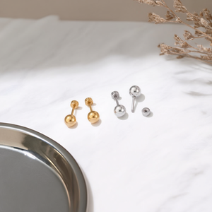 Orecchini a Perno con Grande Sfera in Acciaio Inossidabile, Gioielli di Moda di Grandi Dimensioni - Product Image 2