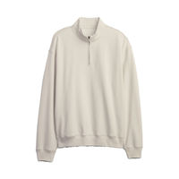 Sweat-shirt à col zippé 1/4, personnalisé OEM/ODM, brodé, en molleton, uni, à épaules tombantes, 100% coton, coupe oversize