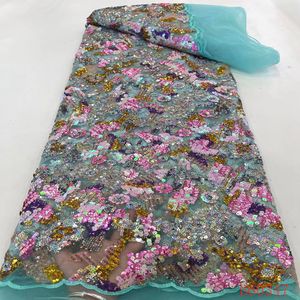 Robe de soirée haute <span class=keywords><strong>couture</strong></span> en tissu brodé de polyester à paillettes en cristal et dentelle perlée - Product Image 4