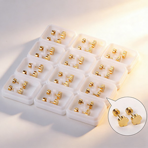 B084 Wholesale Stainless Steel 18k Gold Plated Jewelry Simple Fashion Flower Star Shaped <b>Stud</b> <b>Earrings</b> for Women Jewelry Gift - Product Image 1