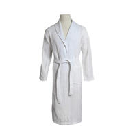 Peignoir de bain en coton de luxe blanc, peignoir gaufré pour hôtel, serviettes de bain et peignoirs, style classique, peignoirs unis teints.