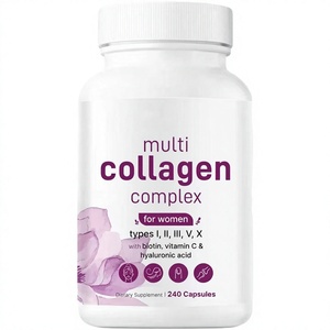 Capsules de collagène multi-complexes pour femmes, marque privée, types I, II, III, V, X avec biotine, vitamine C, acide hyaluronique, 240 capsules - Product Image 4