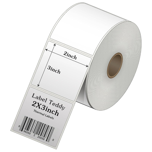 TEDDY 2X3 Inch 50X76mm 3 Proof 500Labels a Roll White Direct Thermal Labels Barcode for Zebra Printer