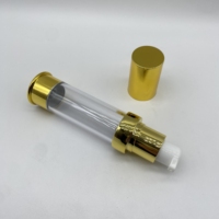 Flacon pompe airless rond classique brillant doré de luxe 15ml 20ml 30ml avec revêtement UV pour sérum de soin de la peau, fabriqué par Yuyao Factory