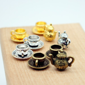 <span class=keywords><strong>Set</strong></span> di Teiera e Caffettiera in Miniatura in Metallo per Decorazione Cucina Casa delle Bambole, 3 Pezzi - Product Image 3