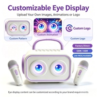 Haut-parleur Karaoké Portable Intelligent pour Enfants 10W avec Diaphragme de Basses Passif, Double Micro Sans Fil, Contrôle Tactile, Résistant à l'Eau et Fonction de Vote Animé