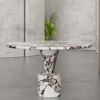 Table à Manger Ronde Calacatta Viola aux Pieds Uniques