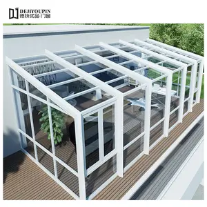 Prefabricated Customized Slant roof aluminum frame All glass house Sunroom