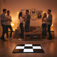 Nouvelle Arrivée 2025 – Revêtement de Sol Vinyle Antidérapant Noir et Blanc Effet Damier pour Salles de Danse et Salles d'Exposition Automobiles (Usage Intérieur)