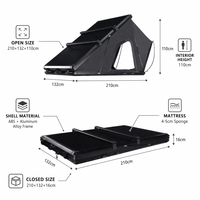 Aluminium-Hartschalen-Dachzelt 210cm SUV Auto-Dachzelt für 2 Personen Wasserdichtes Campingzelt mit Solarpanel für Overlanding